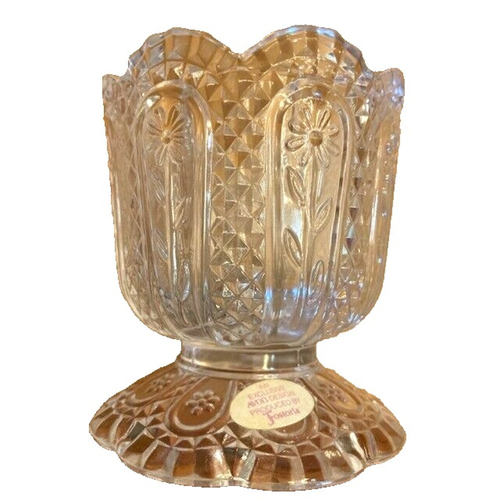 Vtg Avon & Fostoria Glass Candle Holder Perfumed Glass NIB No candle 4"